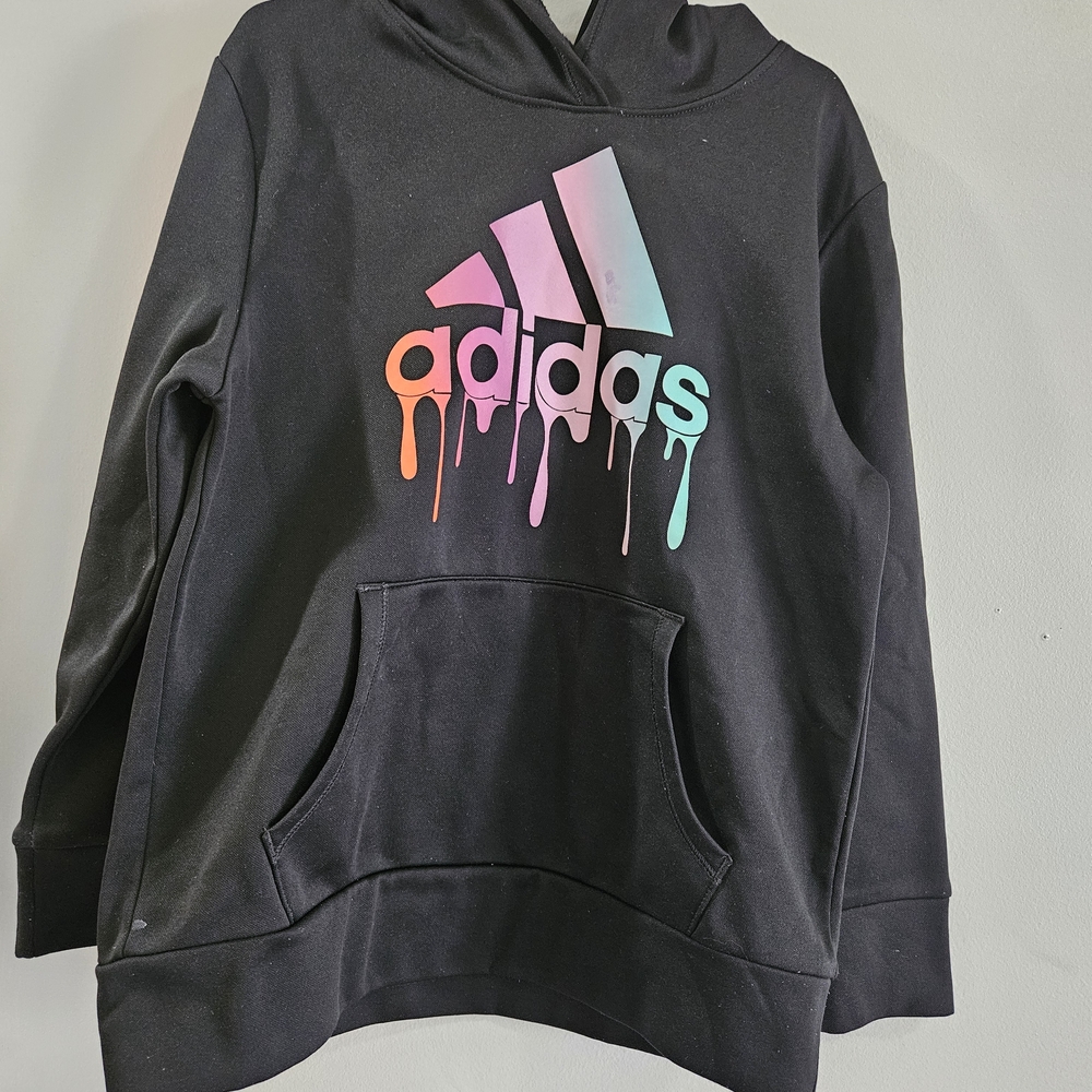 Adidas Black Sweatshirt with Hood and Sporty Design